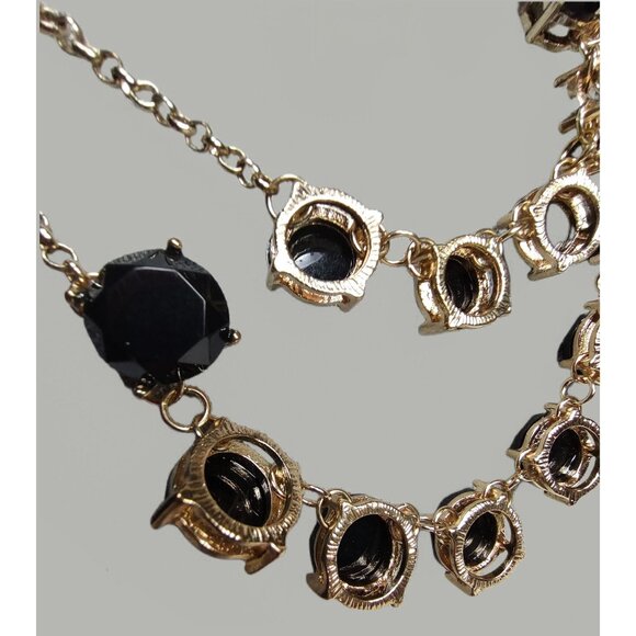 Nordstrom Gold-Tone Multi-Strand Faux Black Stones Statement Necklace NWT - Picture 5 of 9
